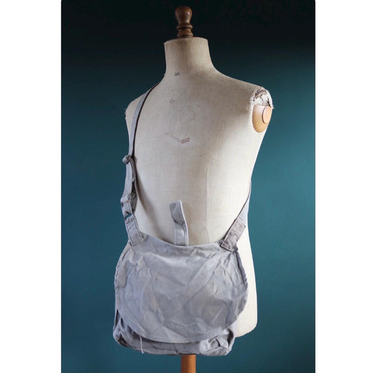 Vintage 1950s Swedish military bag - cotton cross shoulder musette - mattornist - stamped