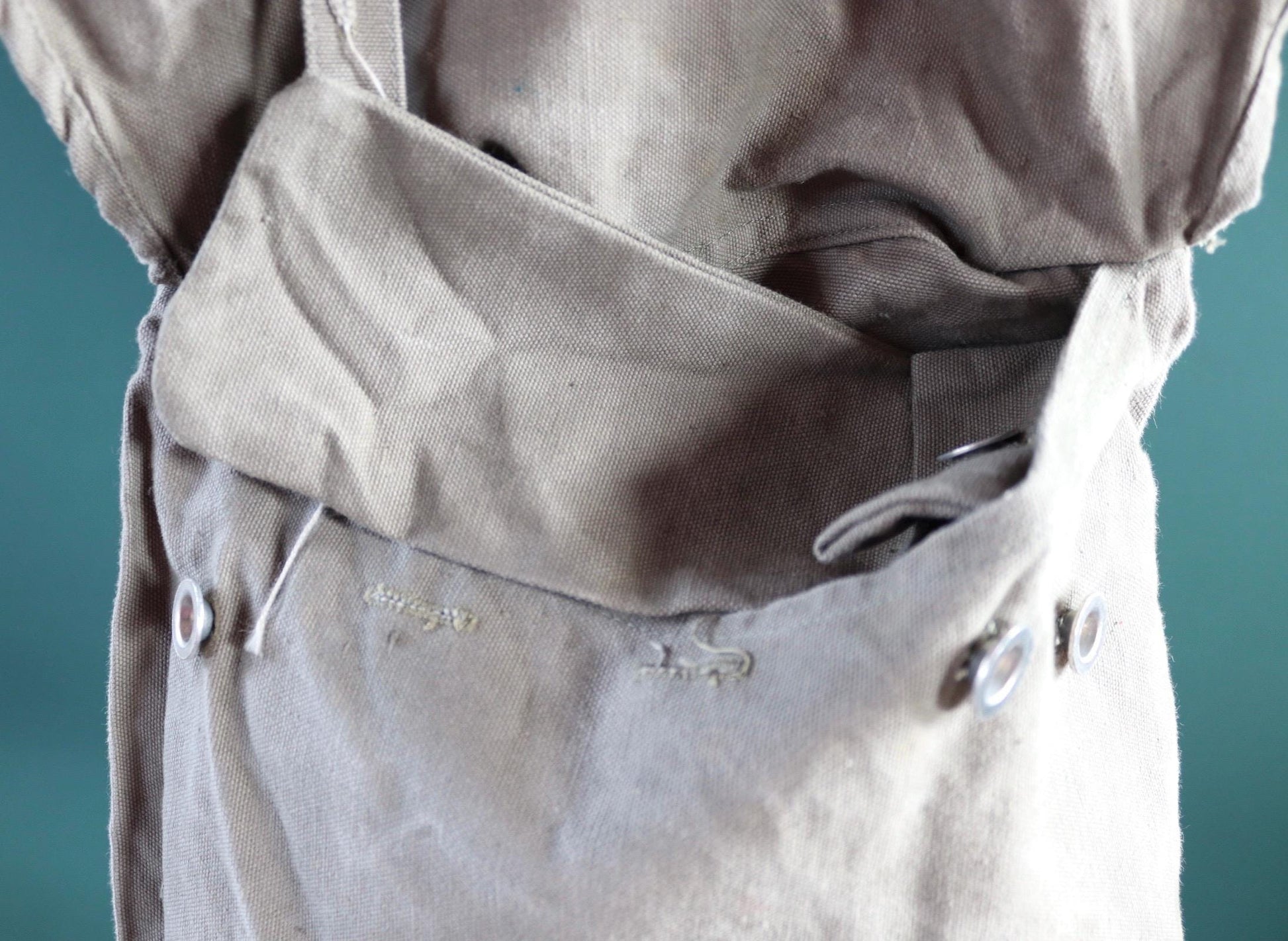 Vintage 1950s Swedish military bag - cotton cross shoulder musette - mattornist - stamped