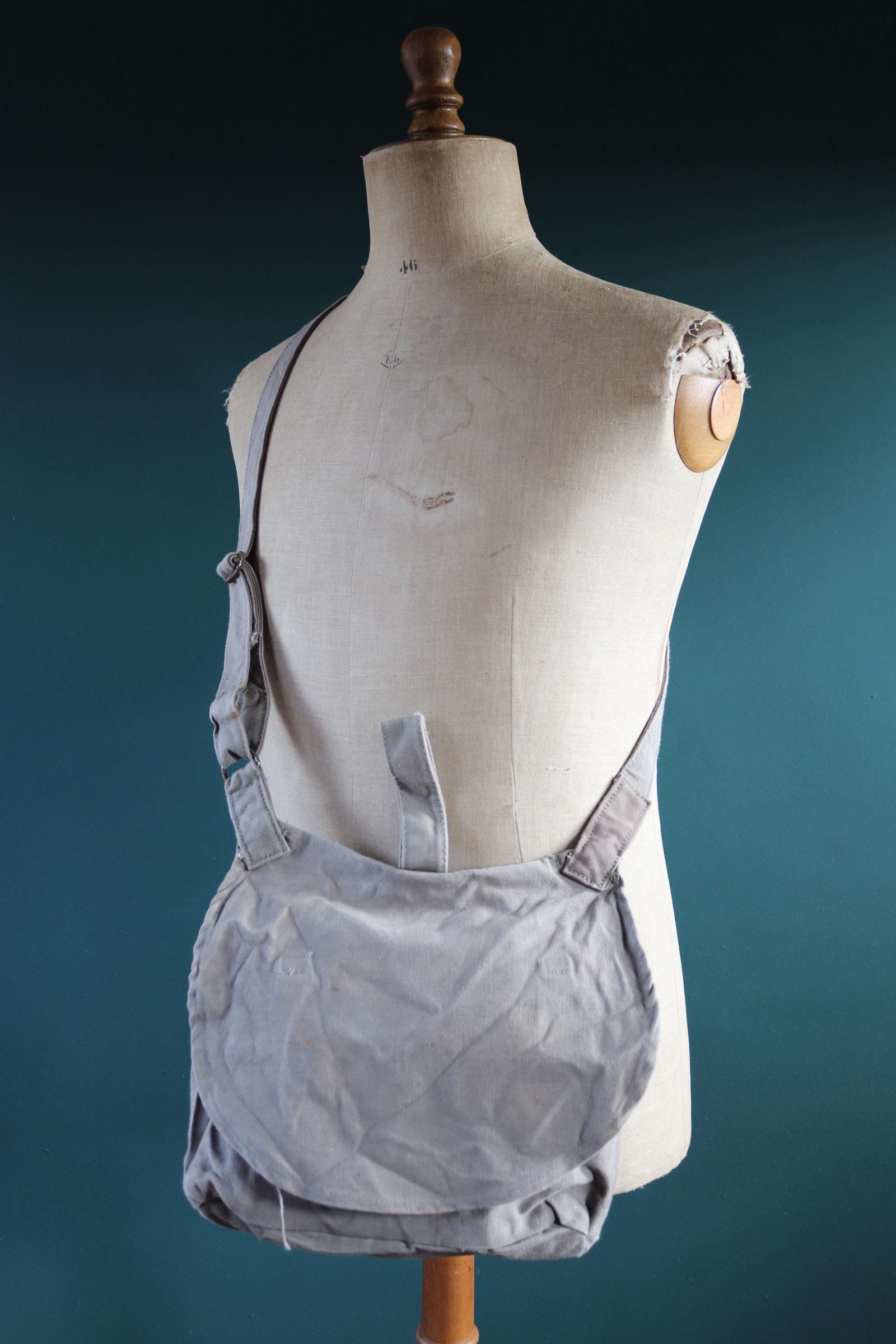 Vintage 1950s Swedish military bag - cotton cross shoulder musette - mattornist - stamped