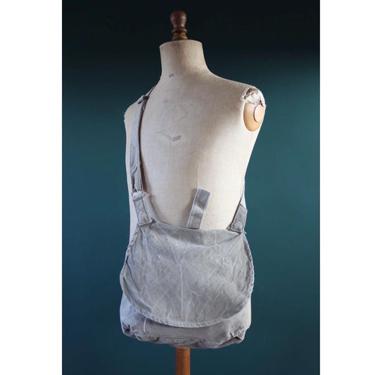 Vintage 1950s Swedish military bag - cotton cross shoulder musette - mattornist - stamped
