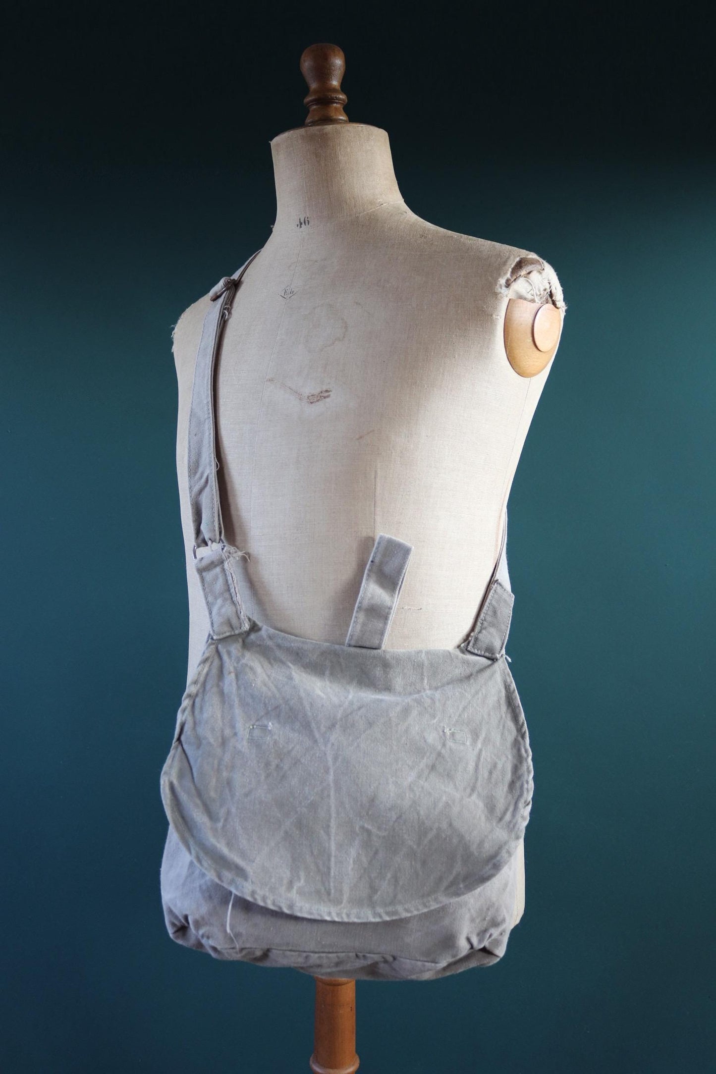 Vintage 1950s Swedish military bag - cotton cross shoulder musette - mattornist - stamped