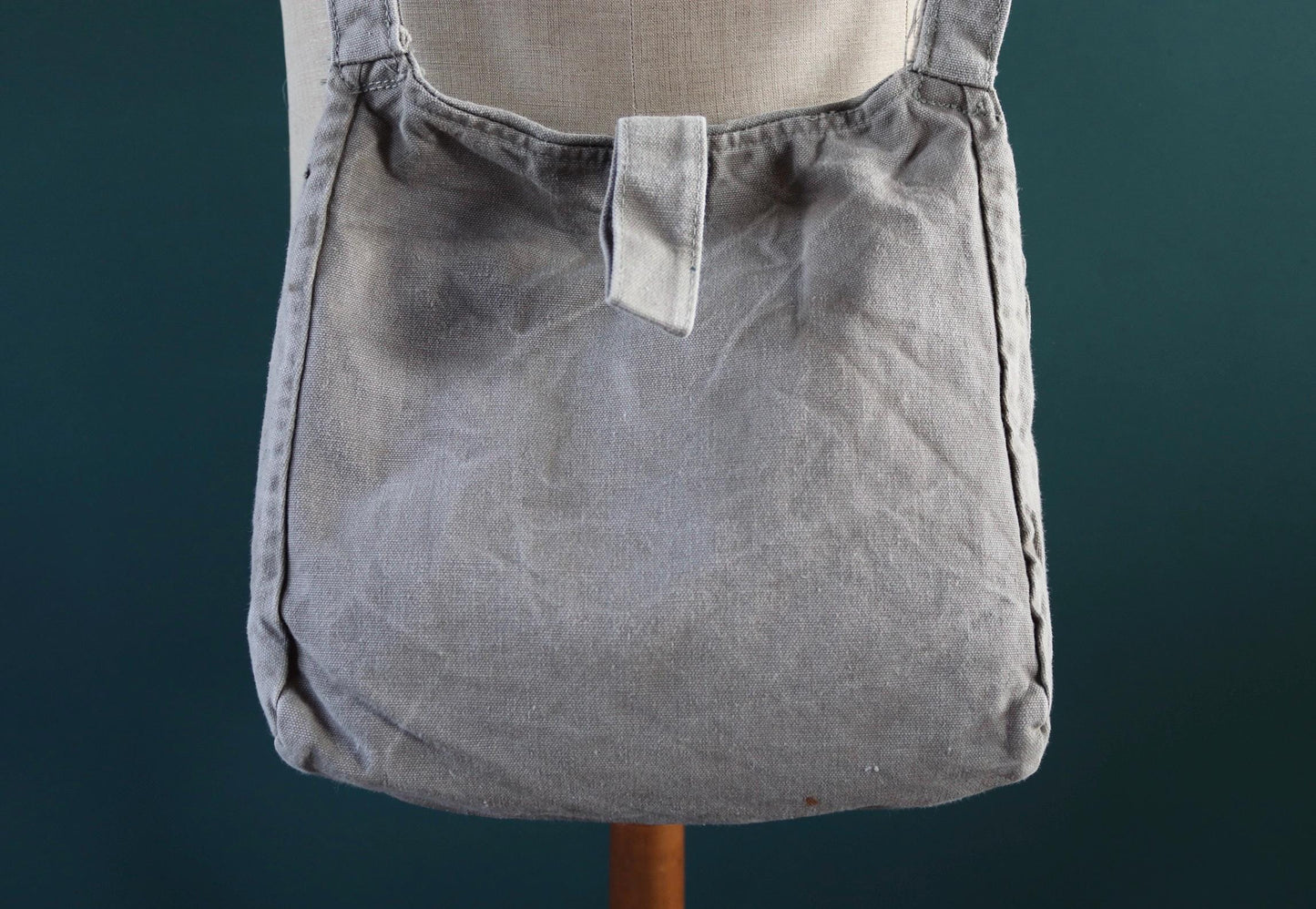 Vintage 1950s Swedish military bag - cotton cross shoulder musette - mattornist - stamped