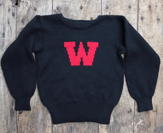 Vintage varsity sweater - knitted wool jumper - preppy style - 1960s knitwear - 36” chest