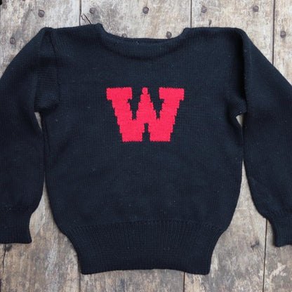 Vintage varsity sweater - knitted wool jumper - preppy style - 1960s knitwear - 36” chest