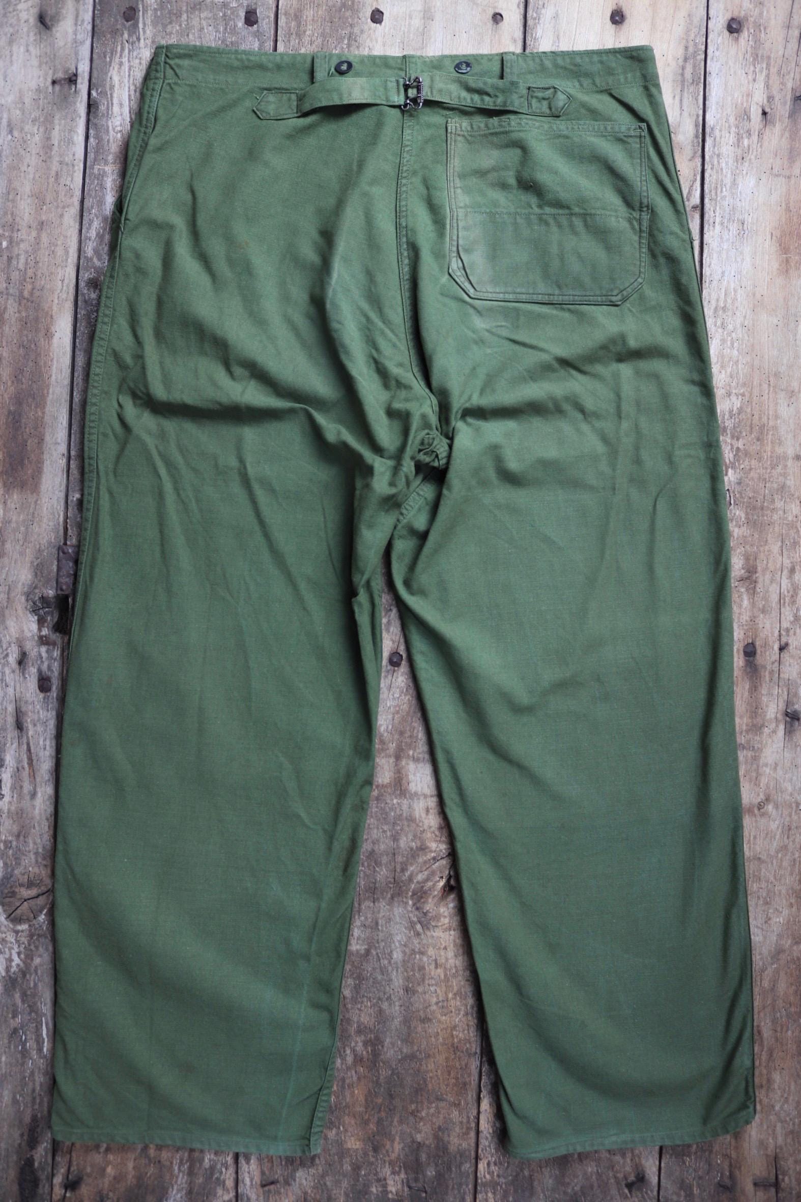 Vintage 1940s 50s Swedish army trousers - military workwear - cotton twill buckle back pants - utility field chore - 38” x 29”