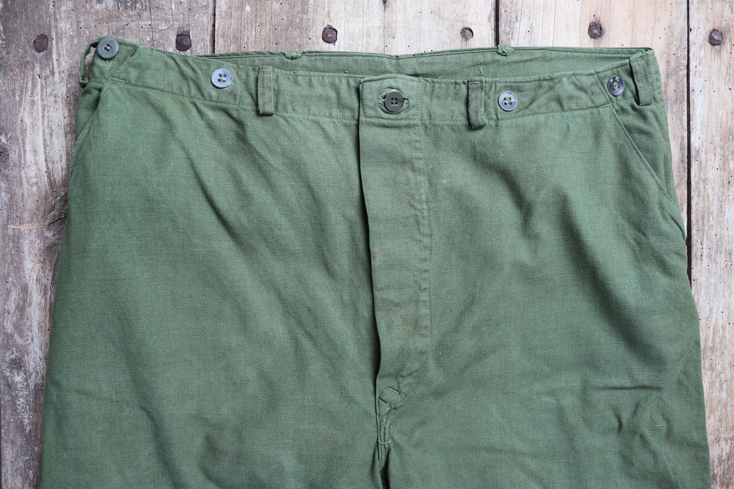 Vintage 1940s 50s Swedish army trousers - military workwear - cotton twill buckle back pants - utility field chore - 38” x 29”