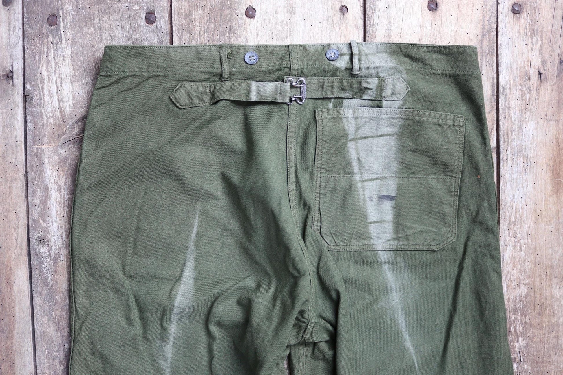 Vintage 1940s 50s Swedish army trousers - military workwear - cotton twill buckle back pants - utility field chore - 37” x 30”