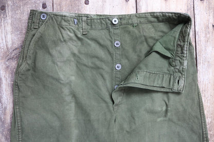 Vintage 1940s 50s Swedish army trousers - military workwear - cotton twill buckle back pants - utility field chore - 34” x 30”