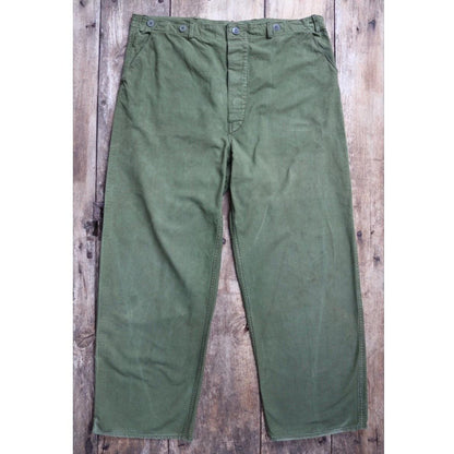 Vintage 1940s 50s Swedish army trousers - military workwear - cotton twill buckle back pants - utility field chore - 40” x 29”