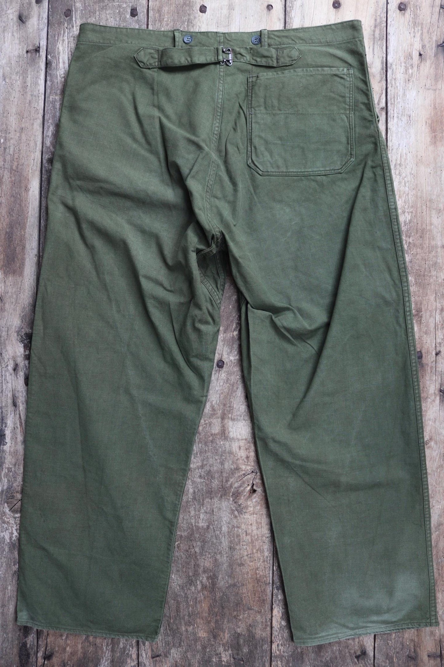 Vintage 1940s 50s Swedish army trousers - military workwear - cotton twill buckle back pants - utility field chore - 40” x 29”