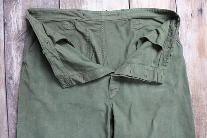 Vintage 1940s 50s Swedish army trousers - military workwear - cotton twill buckle back pants - utility field chore - 40” x 29”