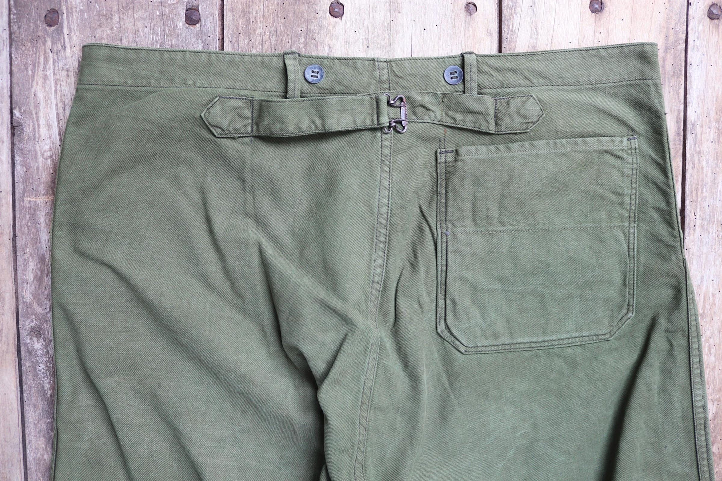 Vintage 1940s 50s Swedish army trousers - military workwear - cotton twill buckle back pants - utility field chore - 40” x 29”