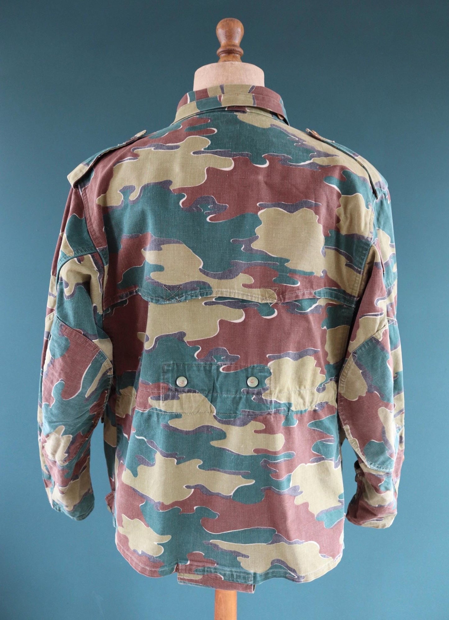 Vintage 1950s Belgian paratrooper jump smock - military anorak - army jacket - jigsaw camouflage - 46” chest