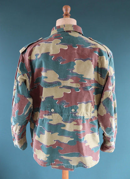 Vintage 1950s Belgian paratrooper jump smock - military anorak - army jacket - jigsaw camouflage - 46” chest