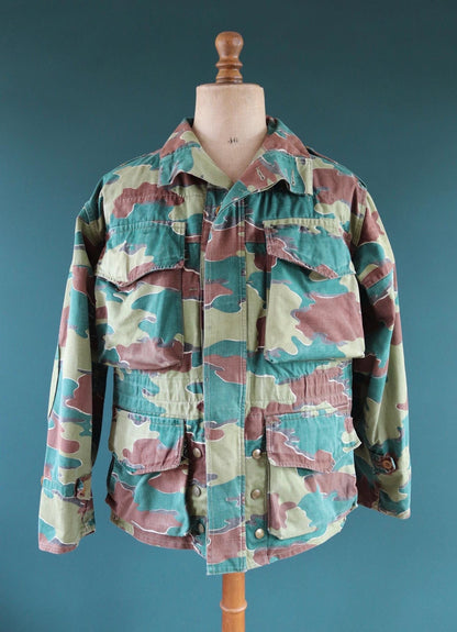 Vintage 1950s Belgian paratrooper jump smock - military anorak - army jacket - jigsaw camouflage - 48” chest