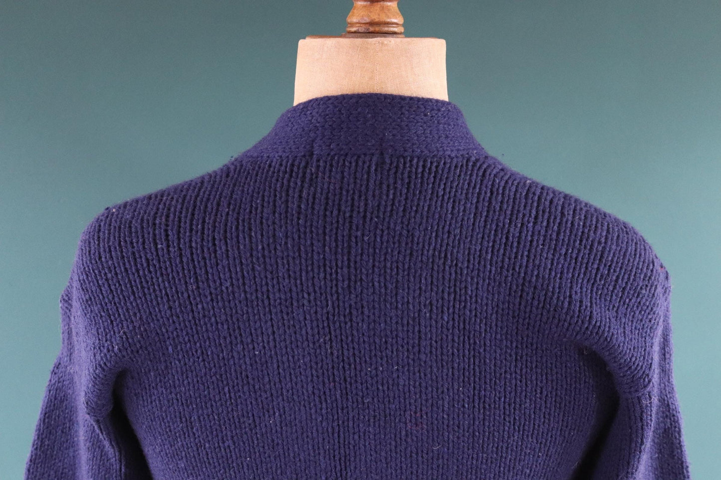 Vintage wool varsity sweater - blue cardigan - Ivy style - 1960s knitwear - chenille patch - 39” chest