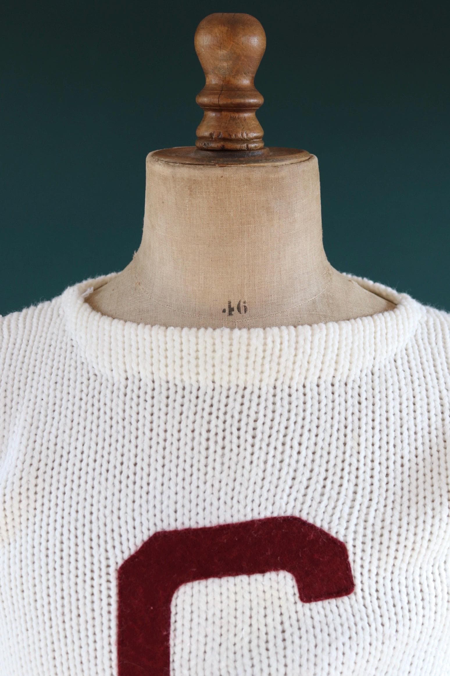 Vintage 1960s varsity sweater - white knitted jumper - Ivy League style - 38” chest