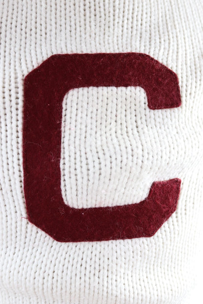 Vintage 1960s varsity sweater - white knitted jumper - Ivy League style - 38” chest