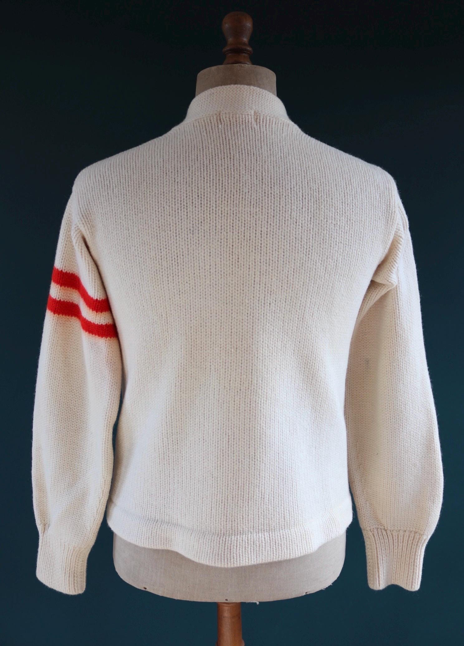 Vintage wool college sweater - 1960s knitted cardigan - original Ivy jumper - 39” chest