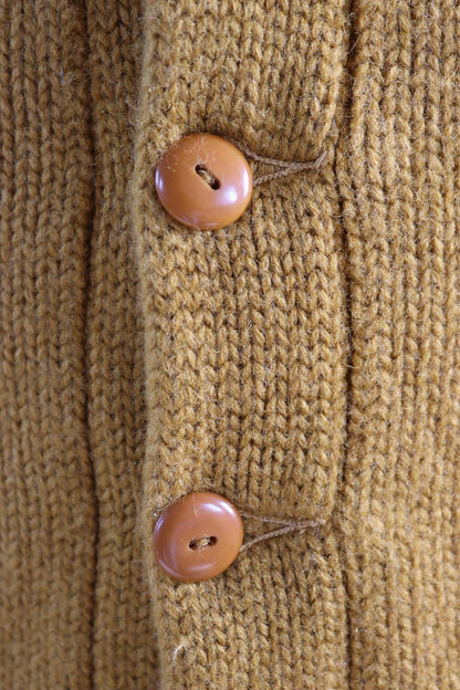 Vintage 1960s thick wool varsity sweater - knitted cardigan - Ivy League style - 38” chest