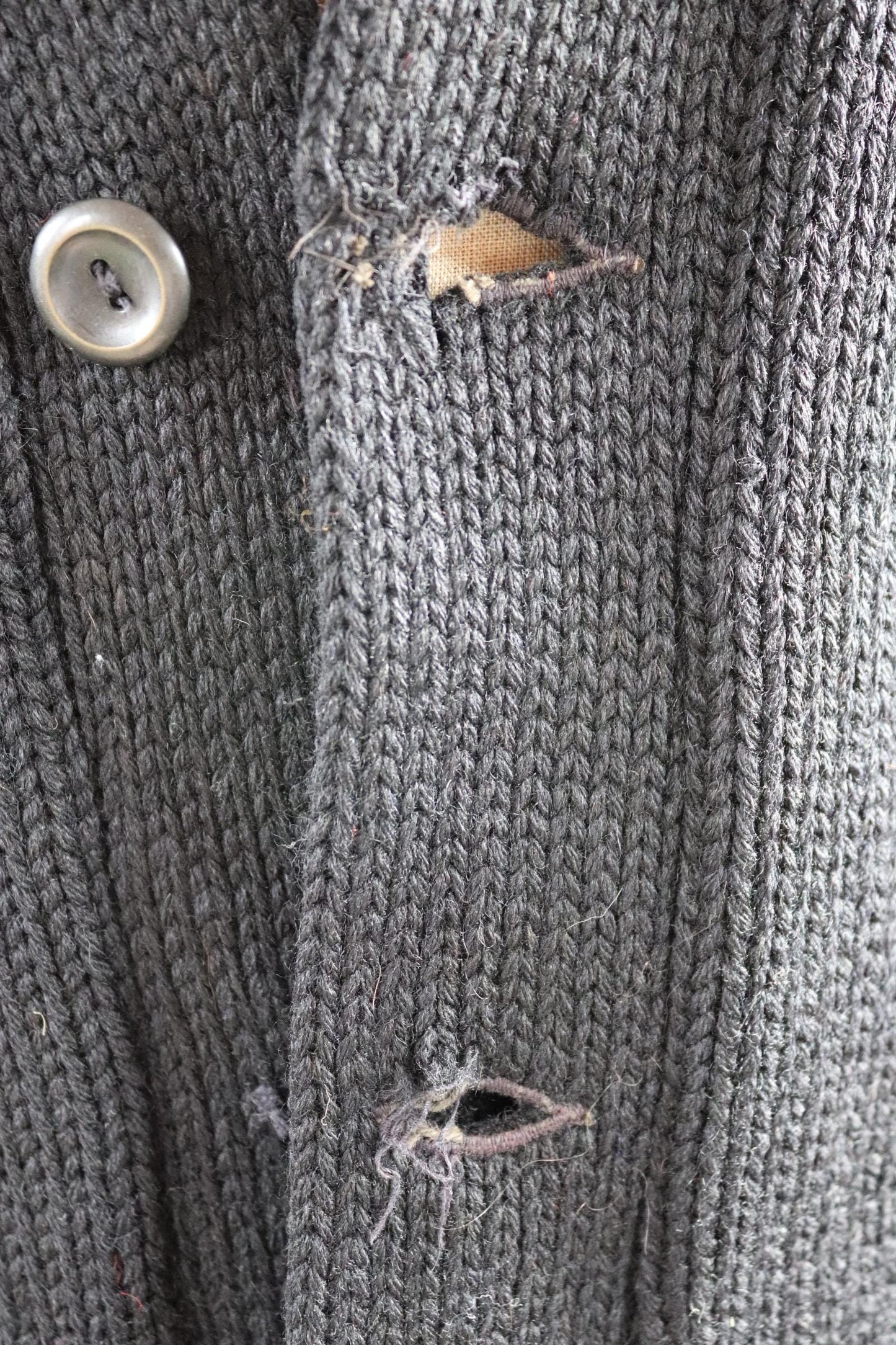 Vintage Princeton sweater - 1940s varsity knit - black wool cardigan - 38” chest