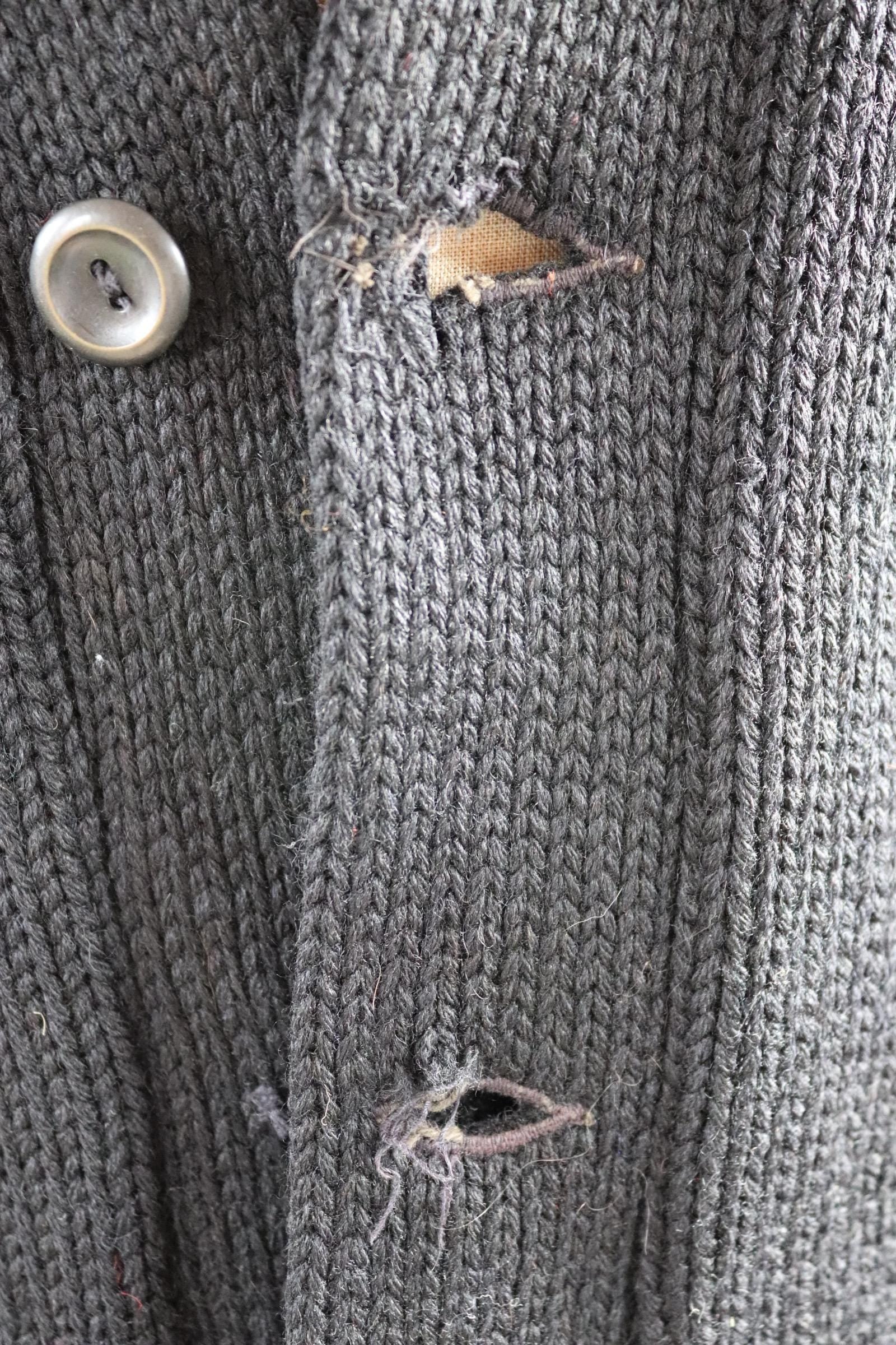 Vintage Princeton sweater - 1940s varsity knit - black wool cardigan - 38” chest