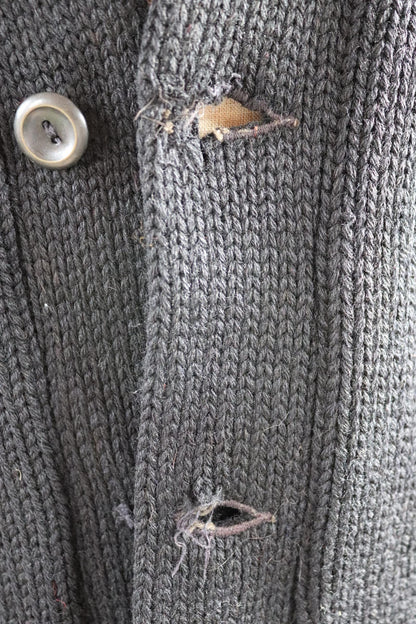 Vintage Princeton sweater - 1940s varsity knit - black wool cardigan - 38” chest