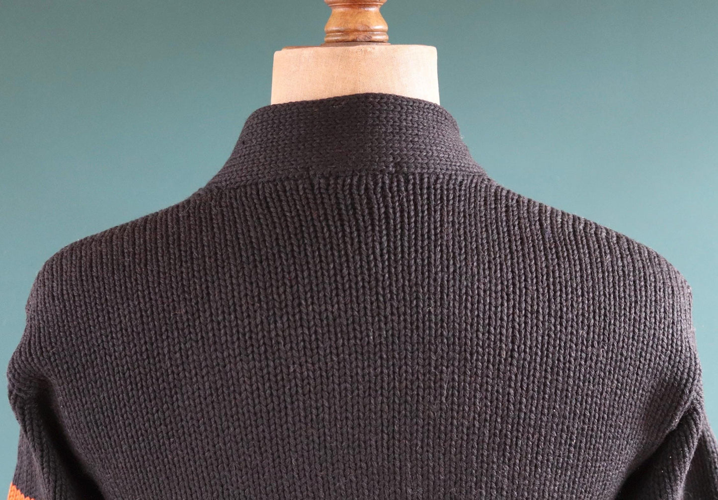 Vintage Princeton sweater - 1940s varsity knit - black wool cardigan - 38” chest