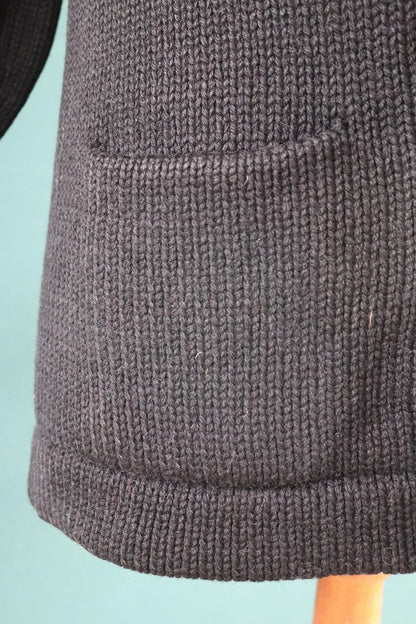 Vintage Princeton sweater - 1940s varsity knit - black wool cardigan - 38” chest