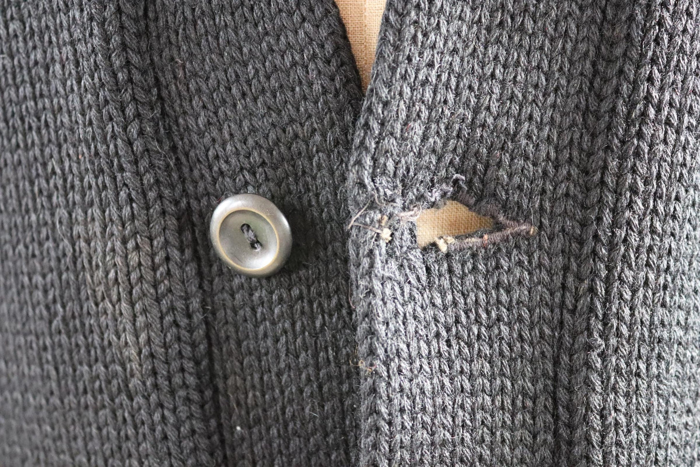 Vintage Princeton sweater - 1940s varsity knit - black wool cardigan - 38” chest