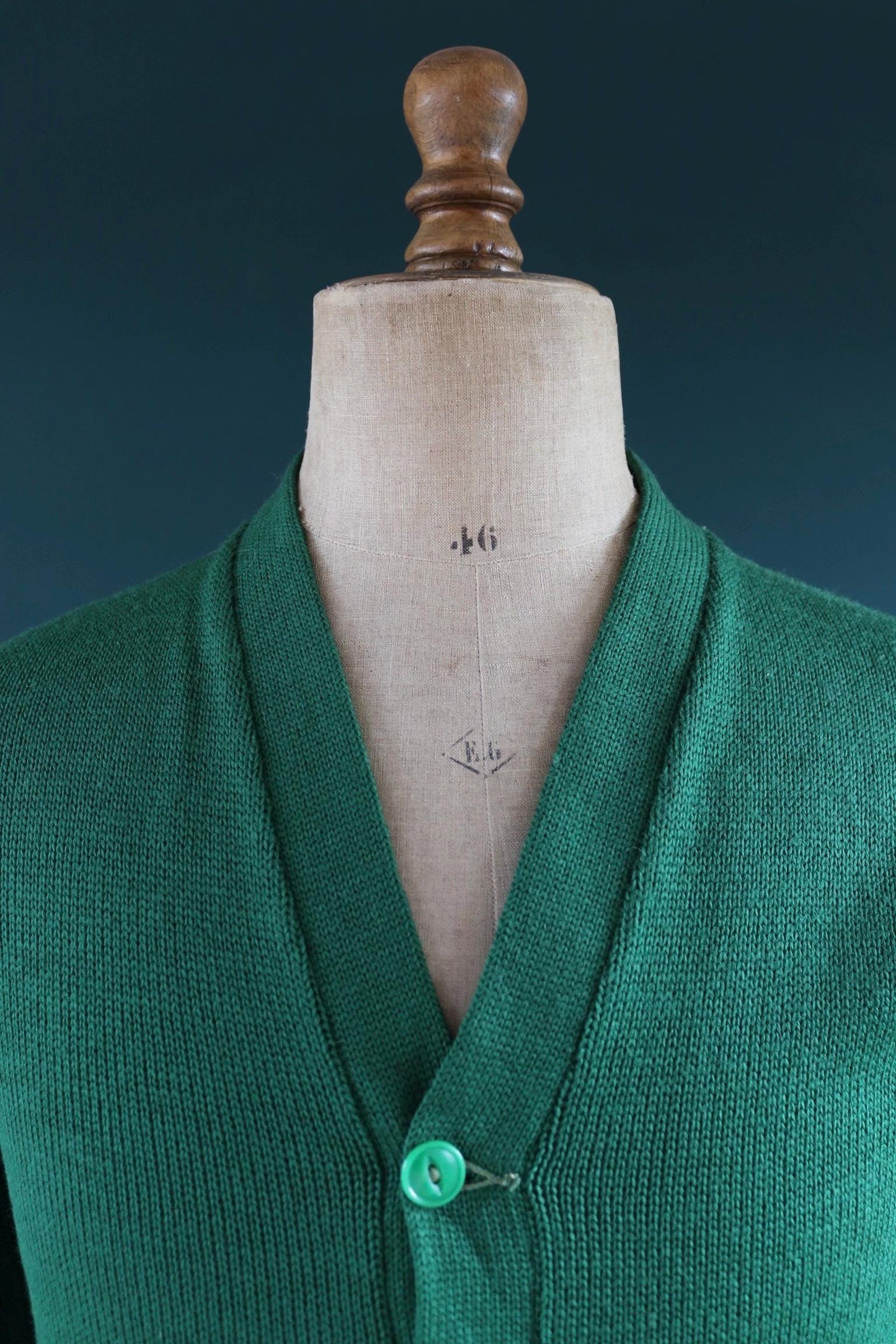 Vintage 1950s green wool college sweater - knitted varsity jumper - Ivy League style - 36” chest