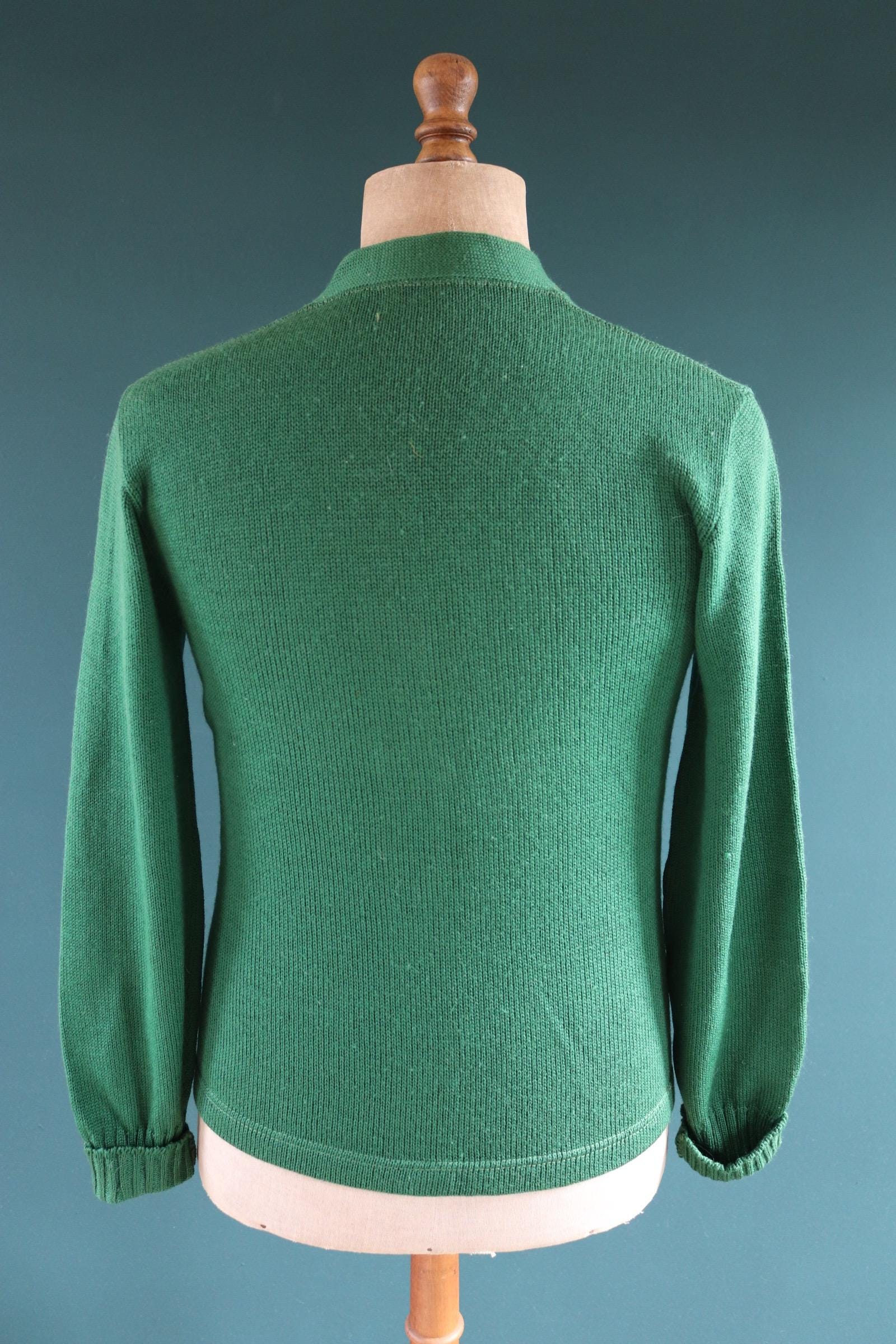 Vintage 1950s green wool college sweater - knitted varsity jumper - Ivy League style - 36” chest