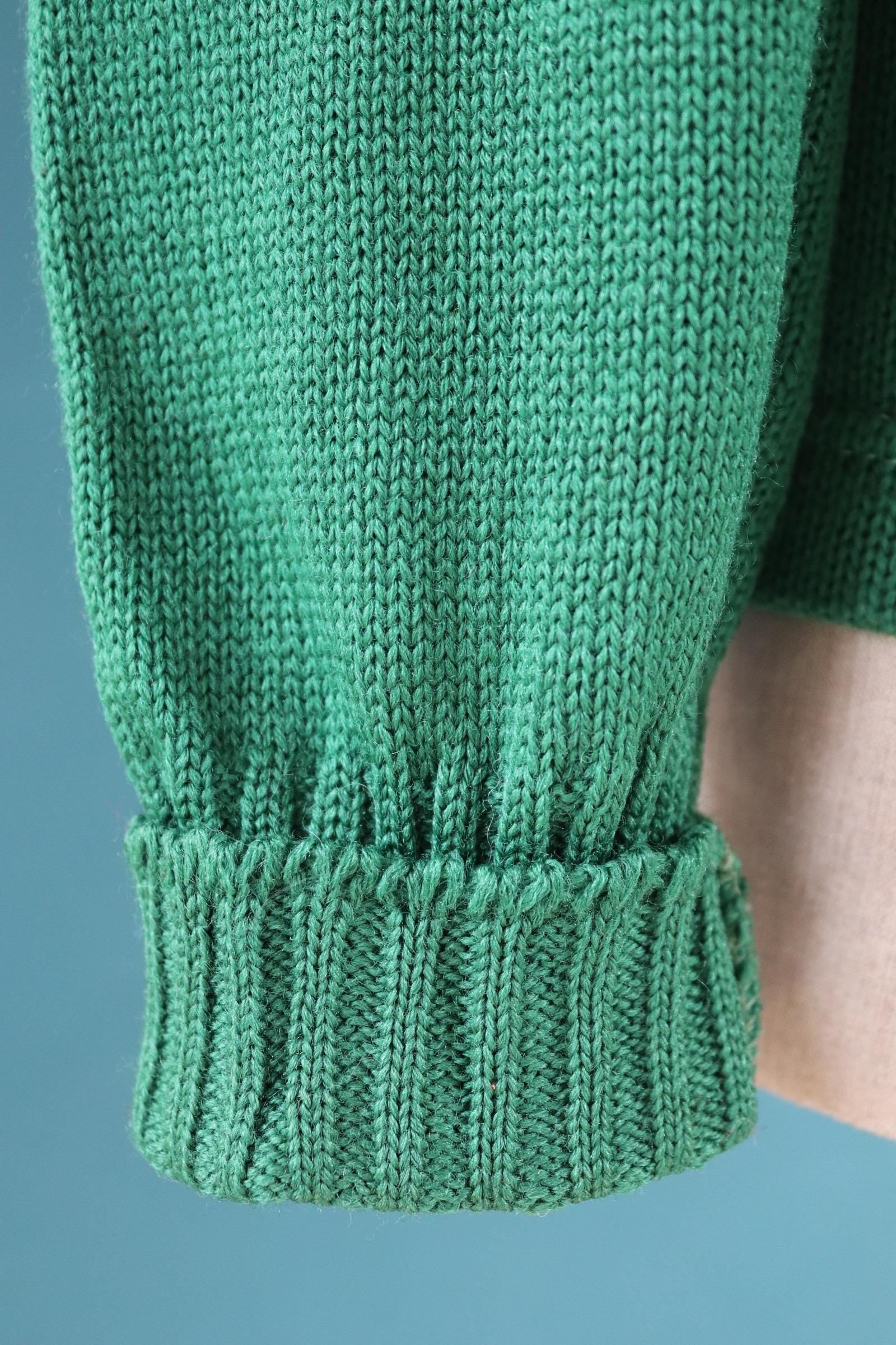 Vintage 1950s green wool college sweater - knitted varsity jumper - Ivy League style - 36” chest