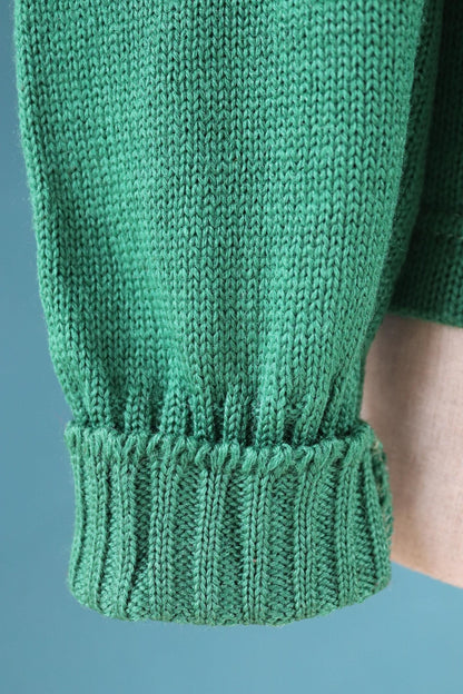Vintage 1950s green wool college sweater - knitted varsity jumper - Ivy League style - 36” chest