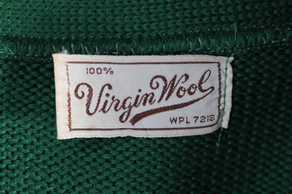 Vintage 1950s green wool college sweater - knitted varsity jumper - Ivy League style - 36” chest