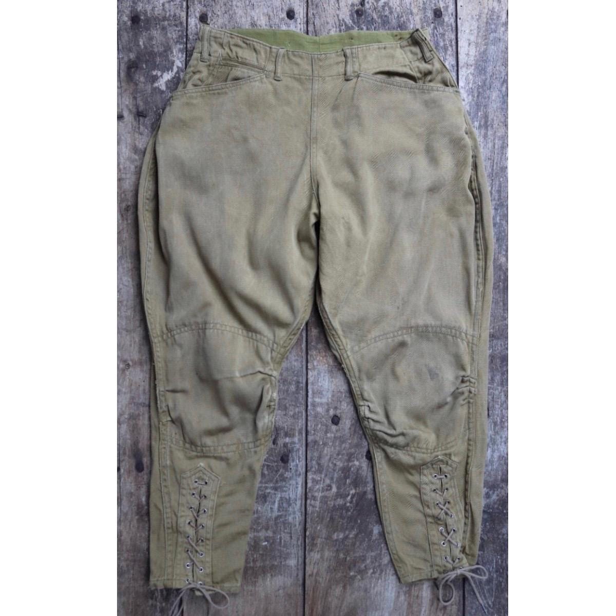 Vintage 1940s riding jodhpurs - khaki brown cotton twill - Union Made workwear - hunting breeches - 29” x 24”