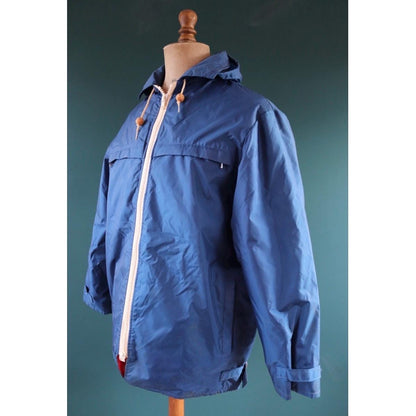 Vintage 1970s 80s sailing anorak - waterproof flotation jacket - navy blue sailor - 46” chest