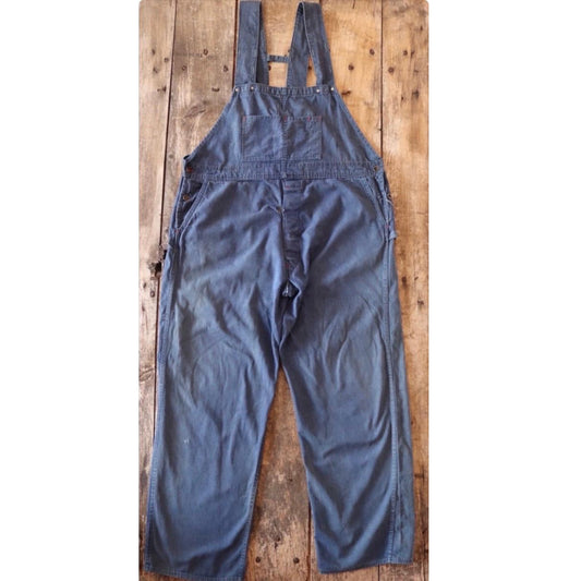 Vintage 1970s 80s workwear dungarees - indigo blue overalls - selvedge denim - bib and brace - 44” x 32”