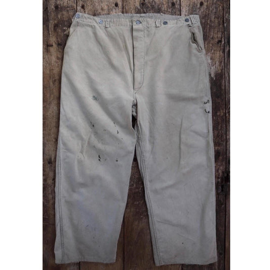 Vintage 1940s 50s workwear trousers - Swedish military utility pants - cotton twill - buckle back - 41” x 27”