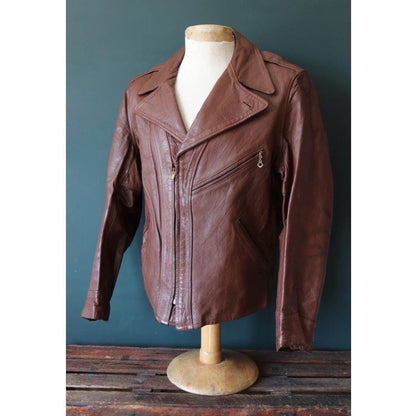 Vintage 1930s 40s goatskin leather jacket - California Sportswear - Talon sunburst zipper - 42” chest - aviator