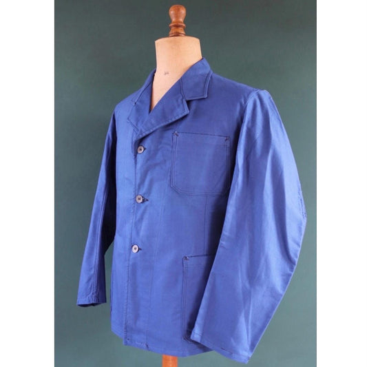 Vintage WW2 workwear jacket - 1940s deadstock - Swedish military hospital - indigo blue cotton twill - 42” chest