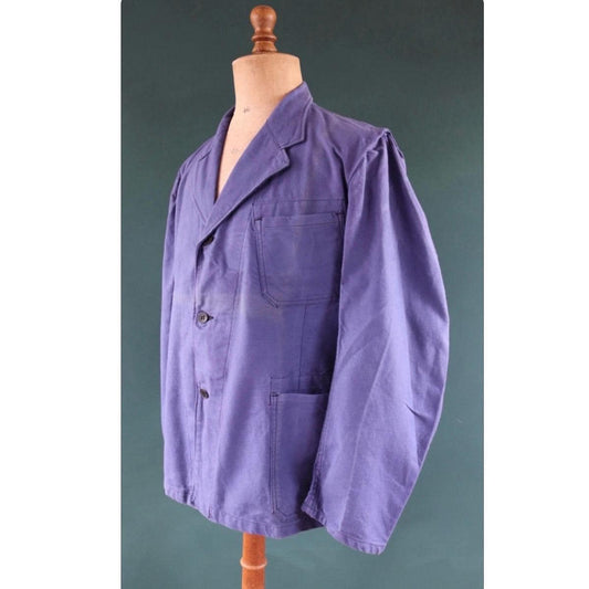 Vintage WW2 workwear jacket - 1940s deadstock - Swedish military hospital - indigo blue cotton twill chore - 47” chest