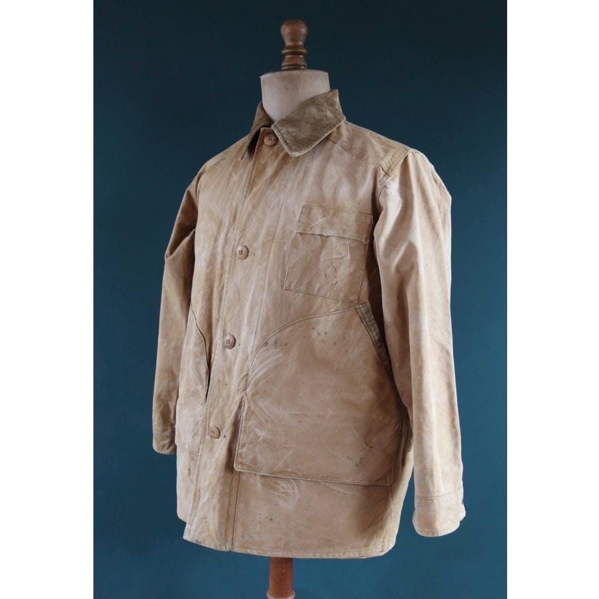 Vintage 1940s 50s Duxbak jacket - duck cotton canvas - tin cloth hunting workwear - 49” chest