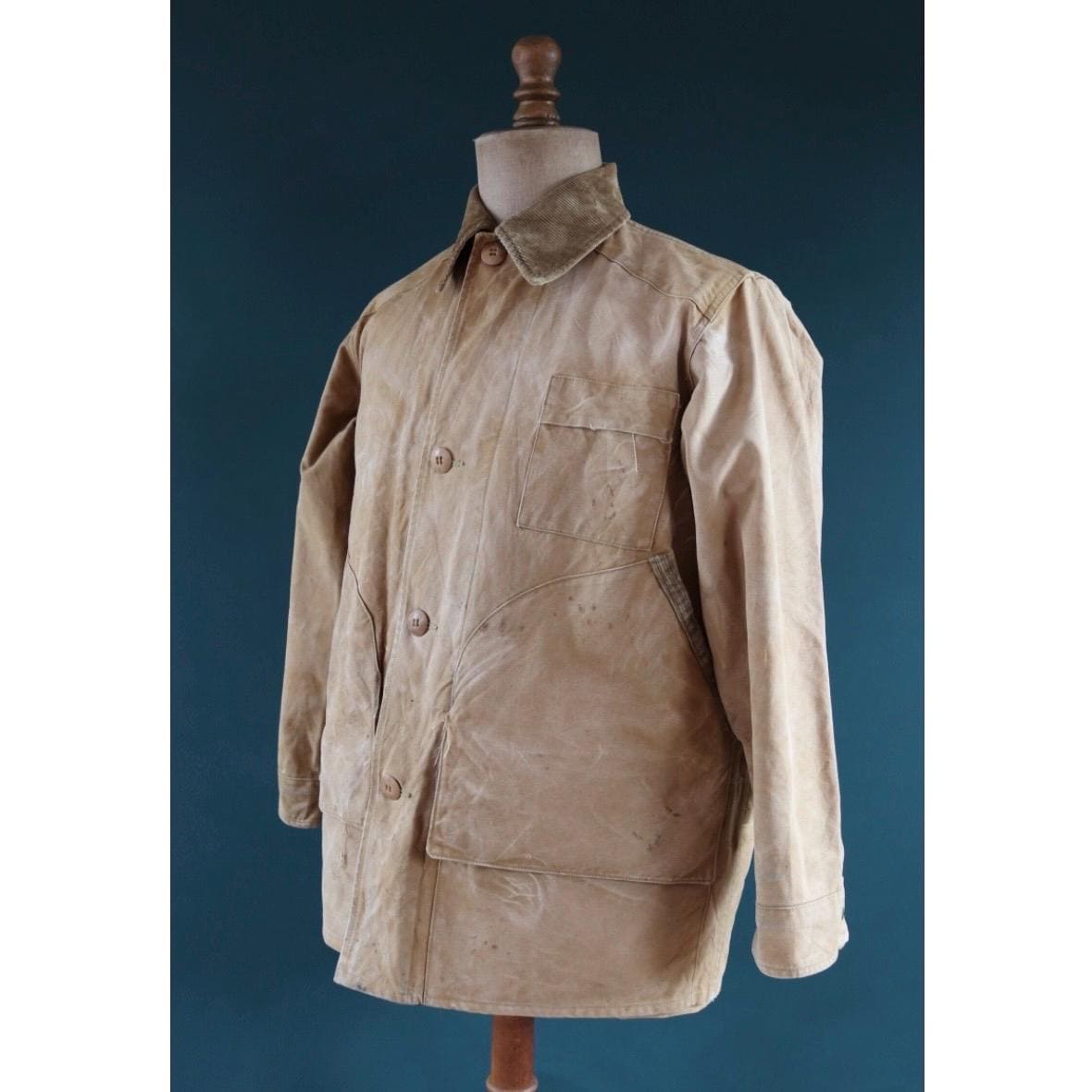 Vintage 1940s 50s Duxbak jacket - duck cotton canvas - tin cloth hunting workwear - 49” chest