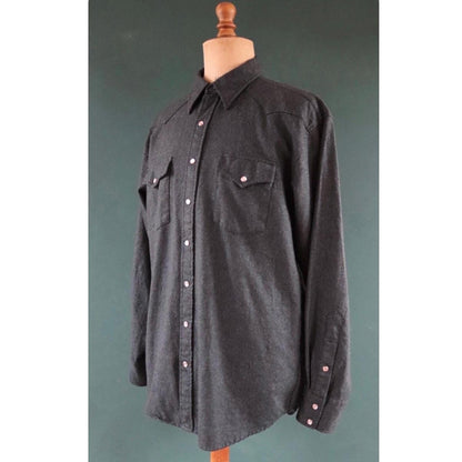 Vintage Pendleton wool shirt - plain blue teal green marl - Western cowboy - 50" chest - pearl snaps