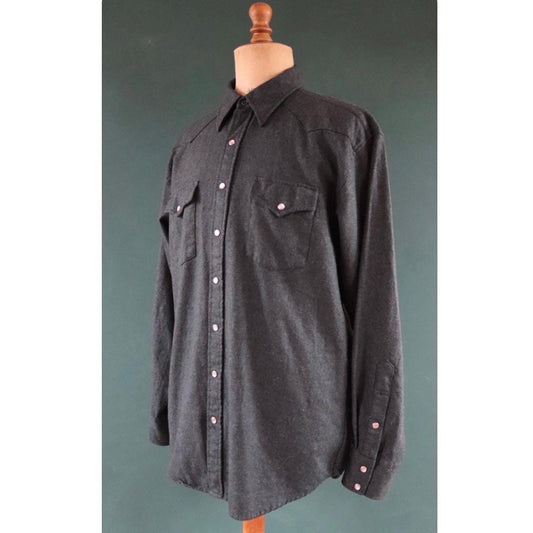 Vintage Pendleton wool shirt - plain blue teal green marl - Western cowboy - 50" chest - pearl snaps