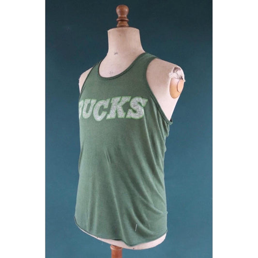 Vintage 1980s t shirt - green vest - Bucks print - cotton sportswear singlet - 39” chest