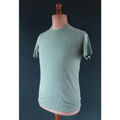 Vintage 1980s surf t shirt - plain green marl sportswear - paper thin - 38” chest