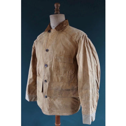Vintage 1960s workwear jacket - Brush Master - tan brown duck cotton canvas - American hunting - 46” chest