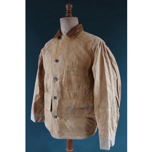 Vintage 1960s workwear jacket - Brush Master - tan brown duck cotton canvas - American hunting - 46” chest